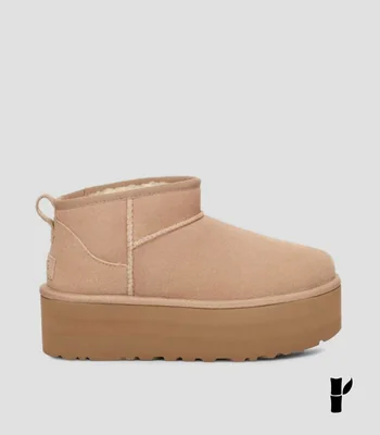 Botines Classic Ultra mini en piel gamuza con plataforma Mujer