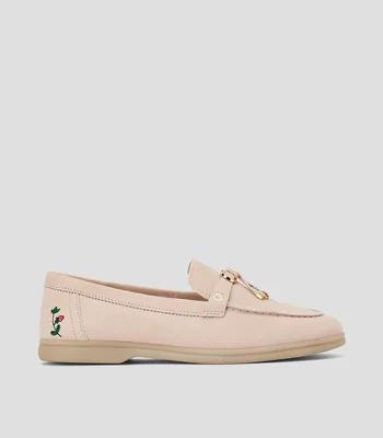 Mocasines de cuero con bordados Mujer