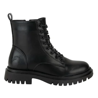 Bota de mujer, de tipo militar, con suela track, acabado napa, color negro, mod. 1325656