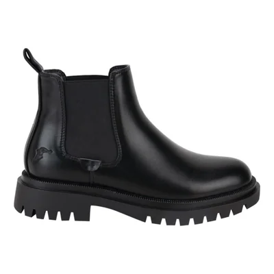 Bota de mujer, corta, tipo Chelsea, estilo motobota, con acabado napa, suela track, color negro, mod. 1325659