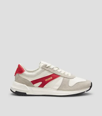 Tenis con ribetes de ante y detalles de logo Hombre
