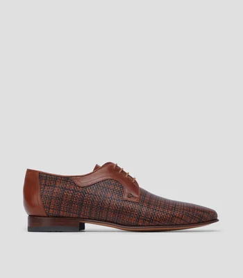 Zapatos casuales Derby en Piel con Tacon Bajo Cuadrado Hombre