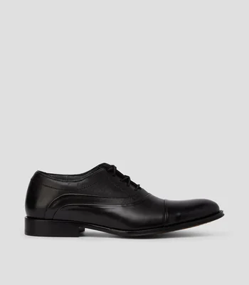 Zapatos de Vestir Oxford Negros en Piel Tacón Bajo Ancho Hombre