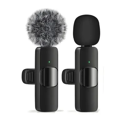 2pcs Micrófono Inalámbrico Para iPhone iPad Android, Color Negro