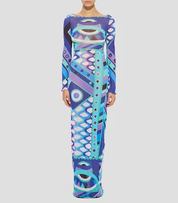 Vestido largo estampado Mujer