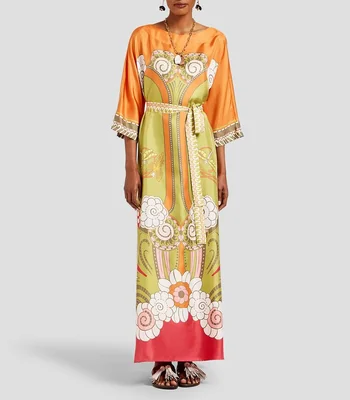 Vestido largo estampado Mujer