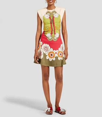 Vestido corto estampado Mujer