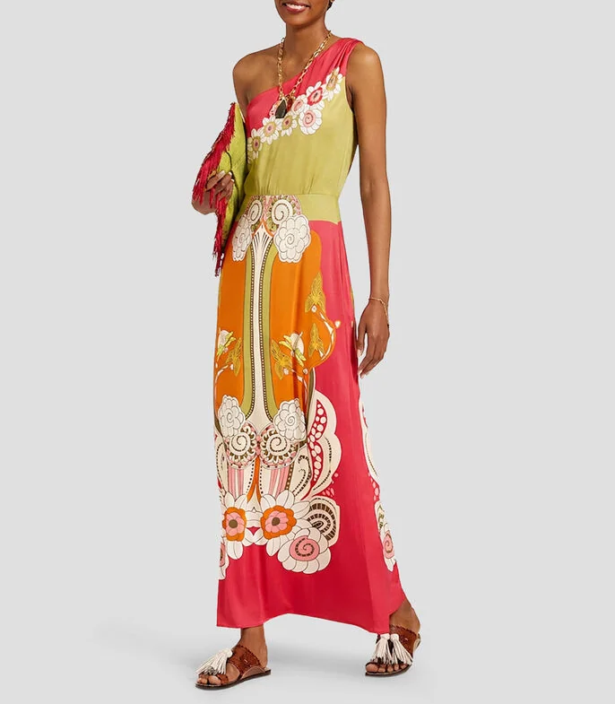 Vestido largo estampado Mujer