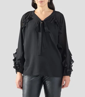 Blusa lisa manga larga Mujer