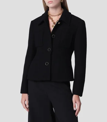 Saco liso con textura Mujer