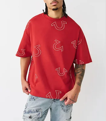 Playera cuello redondo manga corta estampada Hombre