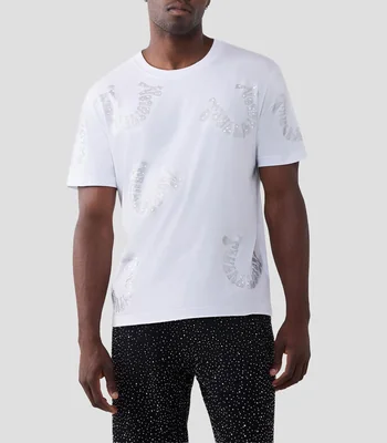 Playera cuello redondo manga corta con estampado Hombre