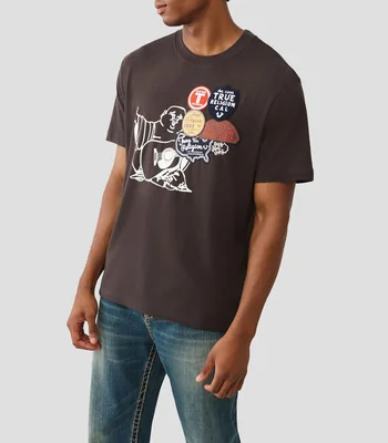 Playera cuello redondo manga corta con estampado Hombre