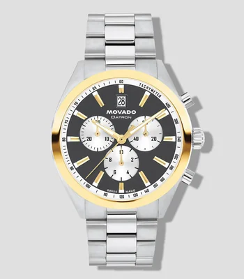Reloj para Hombre Heritage Datron Chronograph Casual Negro, Dorado