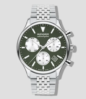 Reloj para Hombre Heritage Calendoplan Casual Verde, Plateado