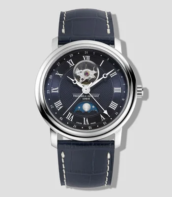Reloj para Hombre Open Heart Moonphase Casual Azul, Plateado