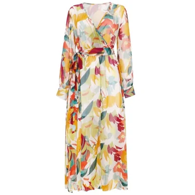 Vestido Largo Estampado con Frente Cruzado Ecofashion para Mujer