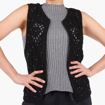 Chaleco Acanalado con Aplicaciones Arqueology para Mujer