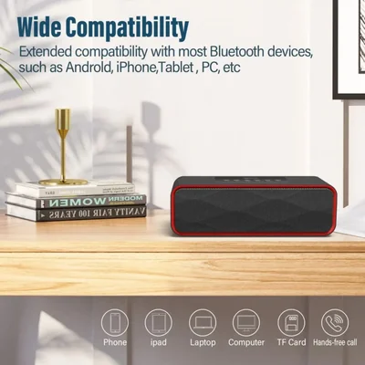 Bocina estéreo Bluetooth Baymart Musky DY22 10W negro/rojo