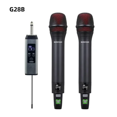 Set 2 microfonos dinamico inalambricos recargables g28b negro