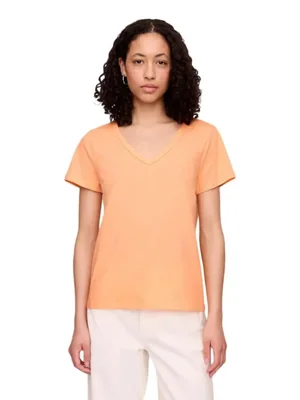 Camiseta GAP Favorite para mujer cuello en V naranja beso neón talla XL