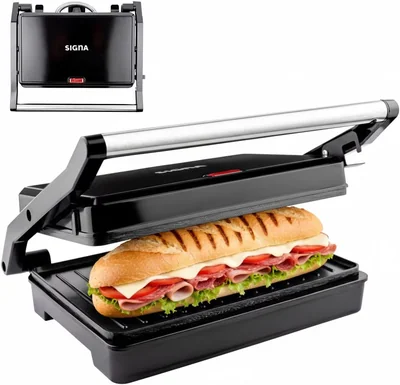 Sandwichera Paninera 750w Parrilla Con Recubrimiento Negra