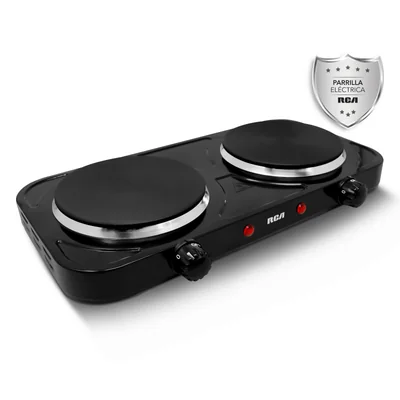 Parrilla Eléctrica RCA RC2000N Negro con Dos Quemadores de 1000W y 5 Niveles de Calor