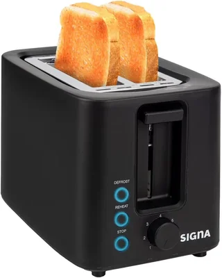 Tostador De Pan Eléctrico Intensidad 6 Niveles 2 Rebanadas Multifuncional Tostar Recalentar Descongelar Color Negro