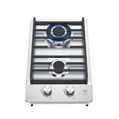 Parrilla de gas 2 Quemadores Acero Inoxidable 31cm AVERA AI2