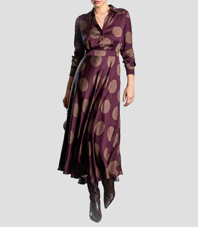 Vestido largo manga larga con estampado Mujer
