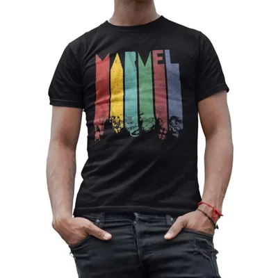 Remera Marvel Héroes Arcoíris Vintage Avengers Negra XL