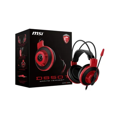 MSI Audífonos Gamer DS501, Alámbrico, 2.1 Metros, 3.5mm, Negro/Rojo