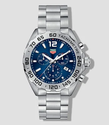 Reloj para hombre Fórmula 1 casual plateado, azul