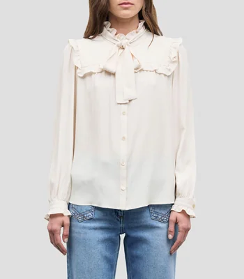 Blusa lisa manga larga Mujer