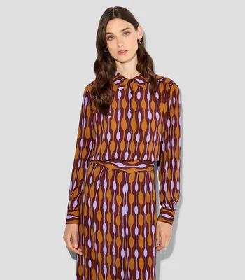 Blusa estampada manga larga Mujer