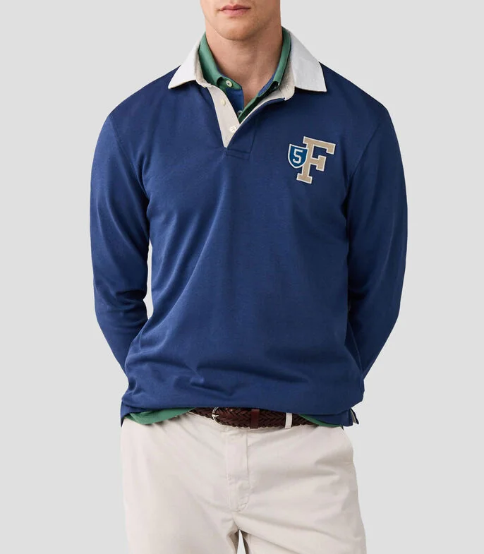 Playera tipo polo manga larga lisa Hombre