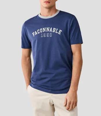 Playera cuello redondo manga corta con estampado Hombre