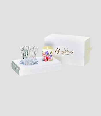 Set New York Flowers Vela Aromatica Refill Floral y base de vidrio