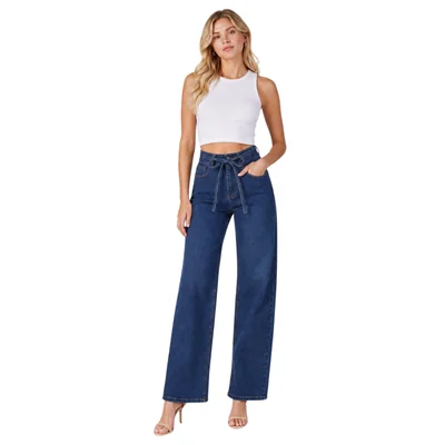 Jeans Mom Con Fajo De Mezclilla Para Mujer