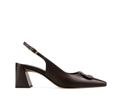 Zapatillas De Tacón Davenia De Piel Para Dama Mod. Agnes Chocolate
