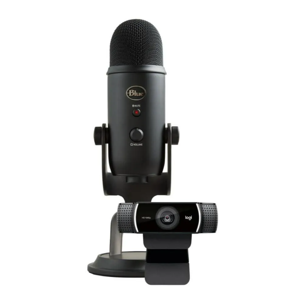 Micrófono USB Logitech Blue Yeti Blackout con C922 Pro Stream
