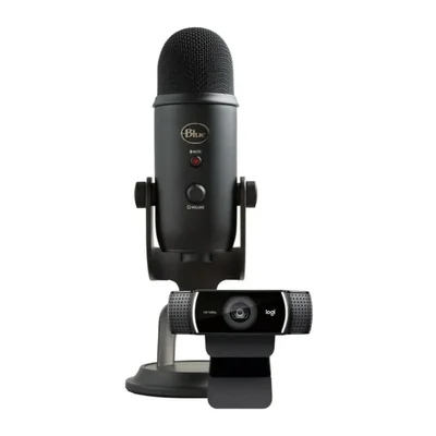 Micrófono USB Logitech Blue Yeti Blackout con C922 Pro Stream