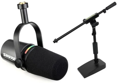 Micrófono Shure MV7i USB/XLR de 2 canales con soporte