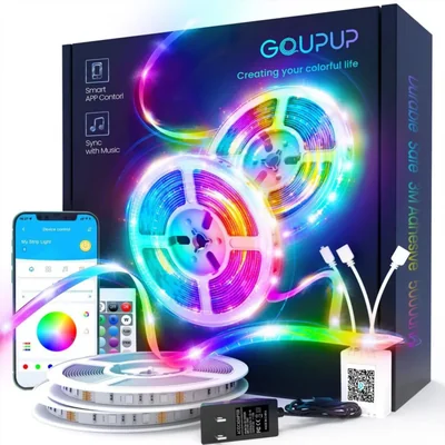 Tira de luces LED GUPUP de 30 m RGB con control de aplicación Bluetooth