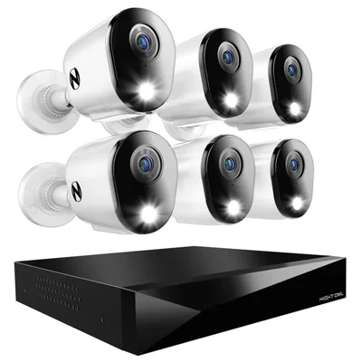 Sistema de seguridad DVR de 12 canales Night Owl con 6 cámaras 2K y disco duro de 2 TB