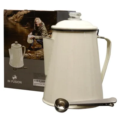 Hervidor de Camping IN FUSION 12 Tazas Recubrimiento de Esmalte Tapa de Vidrio
