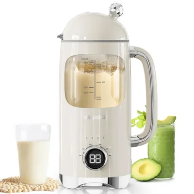 Licuadora de Leche Vegetal Hanrose 1000 ml con Jarra de Vidrio de 8 Cuchillas