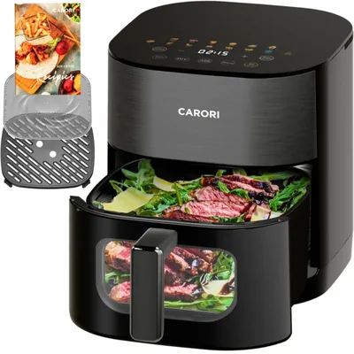 Freidora de aire CARORI 6QT Dual Heat 1700W con ventana de visualización