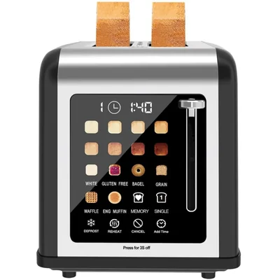 Tostadora Clixane con Pantalla Táctil para 2 Rebanadas y 8 Niveles de Tostado