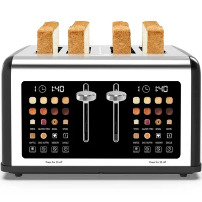 Tostadora Clixane de 4 rebanadas con pantalla táctil 1650 W negra